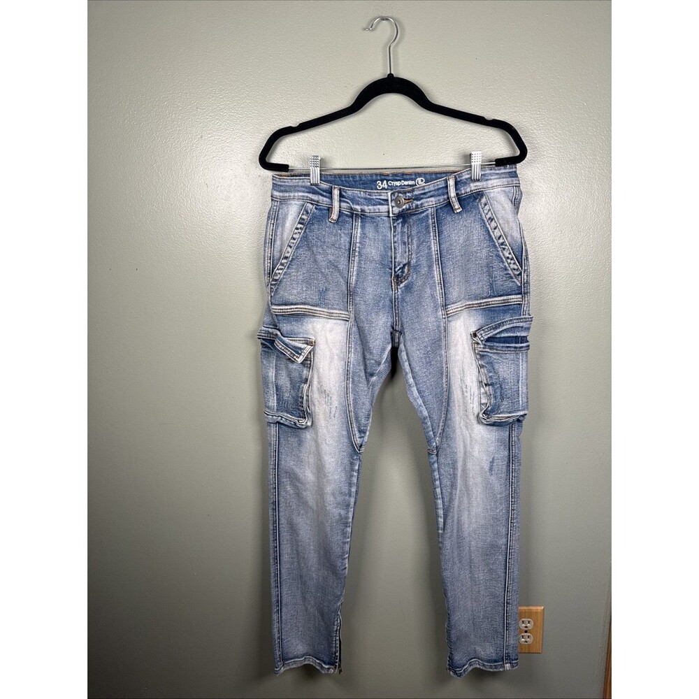 Crysp Denim Cargo Pocket Ankle Zip Skinny Y2K Look Men's Jeans Size‎ 34